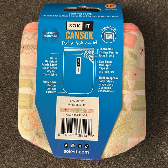 Sok It "Bridal Bliss" CanSok Sleeve for 12 oz cans NWT - Picture 4 of 7